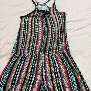 Ella Moss Black Multicolor Striped Swim Coverup